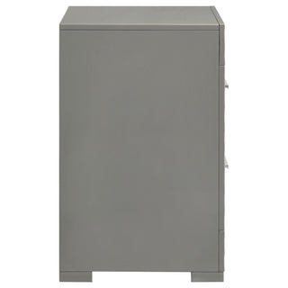 Ives 2-drawer Nightstand Bedside Table Grey High Gloss