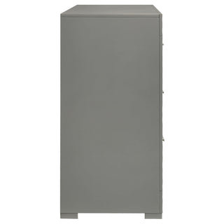 Ives 6-drawer Dresser Cabinet Grey High Gloss