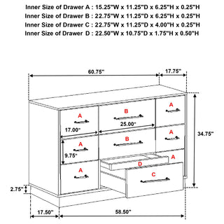 Fenwick 9-drawer Dresser Grey Oak