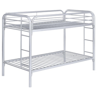 Morgan Metal Twin Over Twin Bunk Bed Silver
