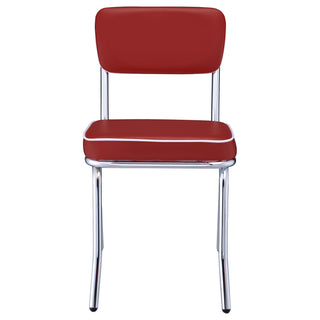 Retro Upholstered Dining Side Chair Red (Set of 2)