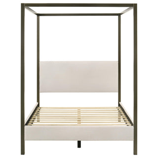 Monroe Upholstered Queen Canopy Bed Vanilla