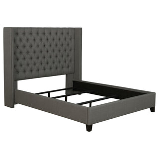 Bancroft Upholstered Eastern King Wingback Bed Grey
