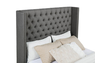 Bancroft Upholstered Queen Wingback Bed Grey