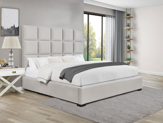 Panes Upholstered Eastern King Panel Bed Beige