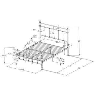 Novak 48-inch Metal Full Open Frame Bed Matte Black