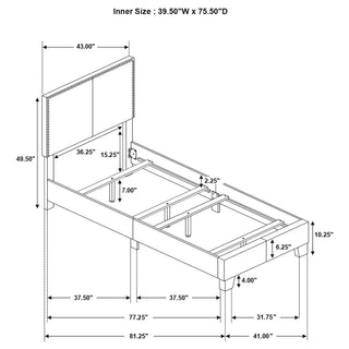 Boyd Upholstered Twin Panel Bed Charcoal