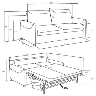 Rylie Upholstered Sofa Sleeper with Queen Mattress Grey