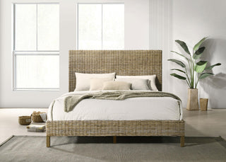 Zyla Woven Rattan Queen Panel Headboard Kubu Grey
