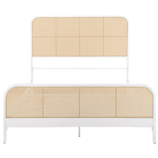 Lanewood Open Cane Webbing Metal Queen Bed White