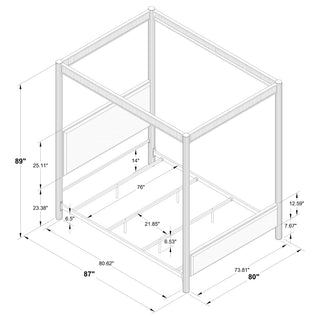 Zimmerlee 89-inch Metal Eastern King Canopy Bed Rust Brown