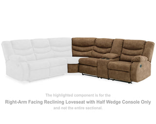 Partymate Right-Arm Facing Reclining Loveseat with Half Wedge Console
