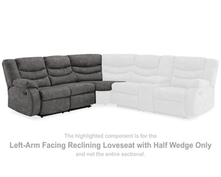 Partymate Left-Arm Facing Reclining Loveseat with Half Wedge