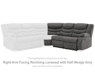 Partymate Right-Arm Facing Reclining Loveseat with Half Wedge