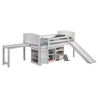 Millie Twin Workstation Loft Bed with 7-inch Mattress White