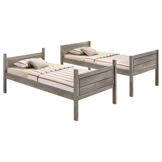 Ryder Wood Twin Over Twin Bunk Bed with Mattress Weathered Taupe
