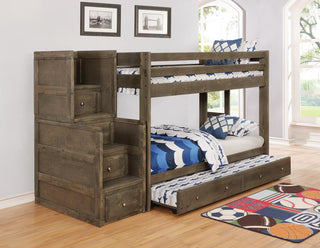 Wrangle Hill Wood Trundle with Bunkie Mattress Gun Smoke