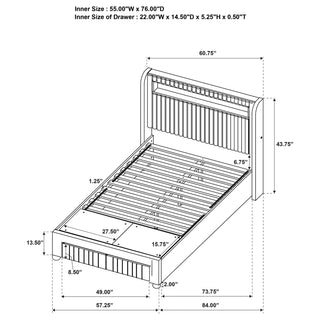 Madison Upholstered LED Full Storage Platform Bed Cream