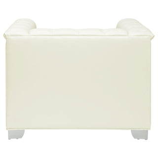 Chaviano Upholstered Track Arm Accent Chair Pearl White