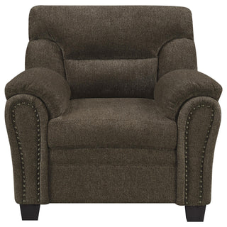 Clementine 3-piece Upholstered Padded Arm Sofa Set Brown
