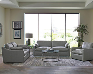 Grayson Leather Upholstered Sloped Arm Loveseat Grey