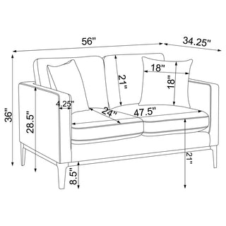 Apperson 2-piece Upholstered Track Arm Sofa Set Light Grey