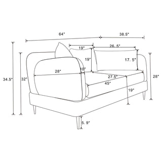 Jade Chenille Upholstered Modern Track Arm Loveseat Green
