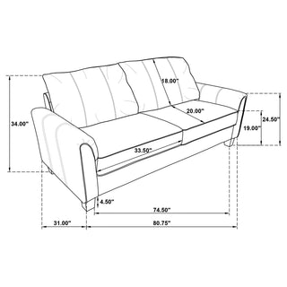 Davis 2-piece Upholstered Rolled Arm Sofa Grey