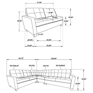 Georgina 3-piece Upholstered Sectional Sofa Steel Beige