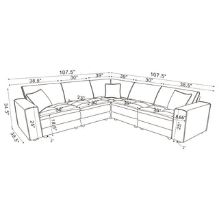 Atlantic 5-piece Upholstered Modular Sectional Sofa Blue