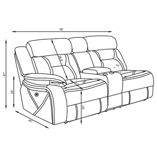 Higgins Upholstered LAF Power Loveseat Grey