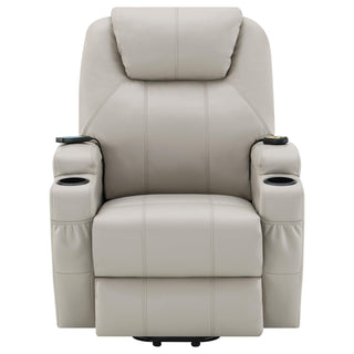 Sanger Upholstered Power Lift Massage Recliner Champagne
