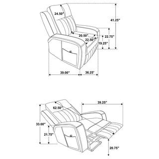 Raelynn Upholstered Power Lift Recliner Chair Grey