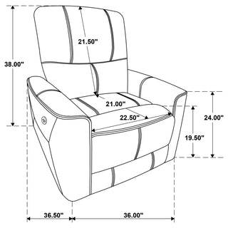 Greenfield Upholstered Power Recliner Chair Saddle Brown