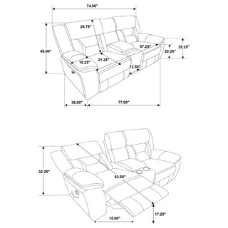 Greer 3-piece Upholstered Reclining Sofa Set Taupe