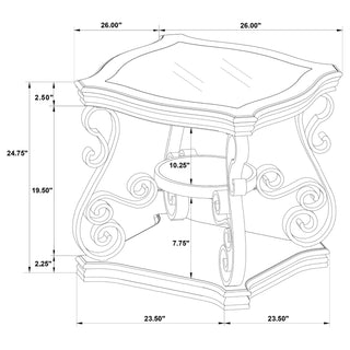 Laney 1-shelf Glass Top Rectangular End Table Deep Merlot