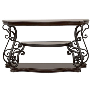 Laney Scrollwork Entryway Sofa Console Table Deep Merlot