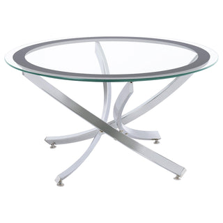Brooke 3-piece Round Glass Top Coffee Table Set Chrome
