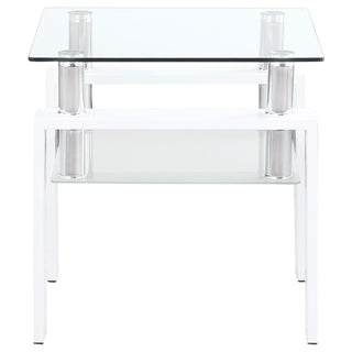 Dyer 1-shelf Square Glass Top Side End Table White