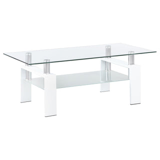 Dyer 1-shelf Rectangular Glass Top Coffee Table White