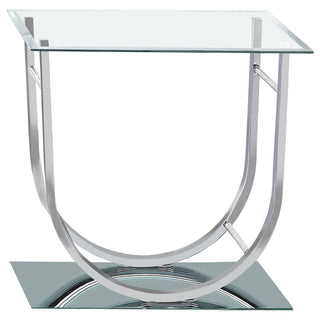 Danville Square U-Shaped Glass Top Side End Table Chrome