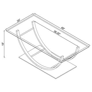 Danville Rectangular U-Shaped Glass Top Coffee Table Chrome