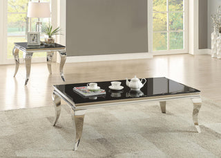 Carone 2-piece Glass Top Coffee and End Table Set Black