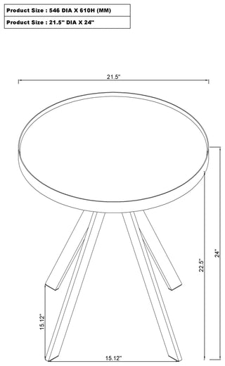 Briggs Round Marble Printed Glass Top End Table Black