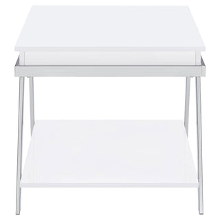 Marcia Rectangular Side End Table White High Gloss