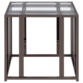 Adri Rectangular Glass Top Side End Table Black Nickel
