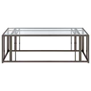 Adri Rectangular Glass Top Coffee Table Black Nickel