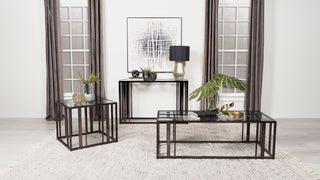 Adri Rectangular Glass Top Coffee Table Black Nickel