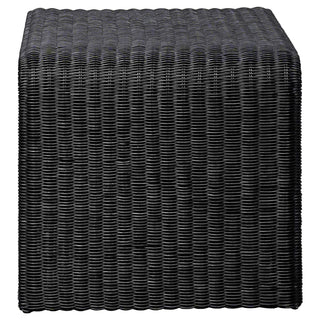 Cahya Woven Rattan Square End Table Black