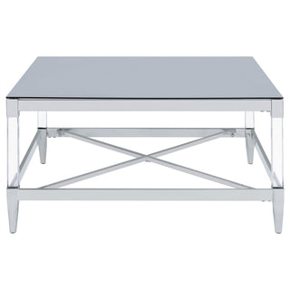 Lindley Square Tempered Mirror Acrylic Coffee Table Chrome